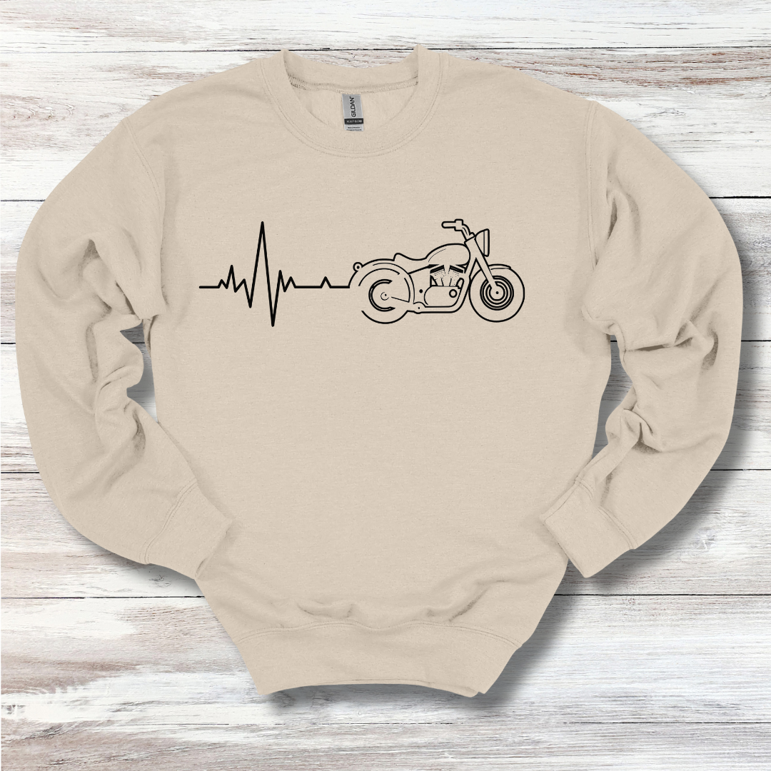 Biker Heartbeat Sweatshirt | Motorcycle Gift
