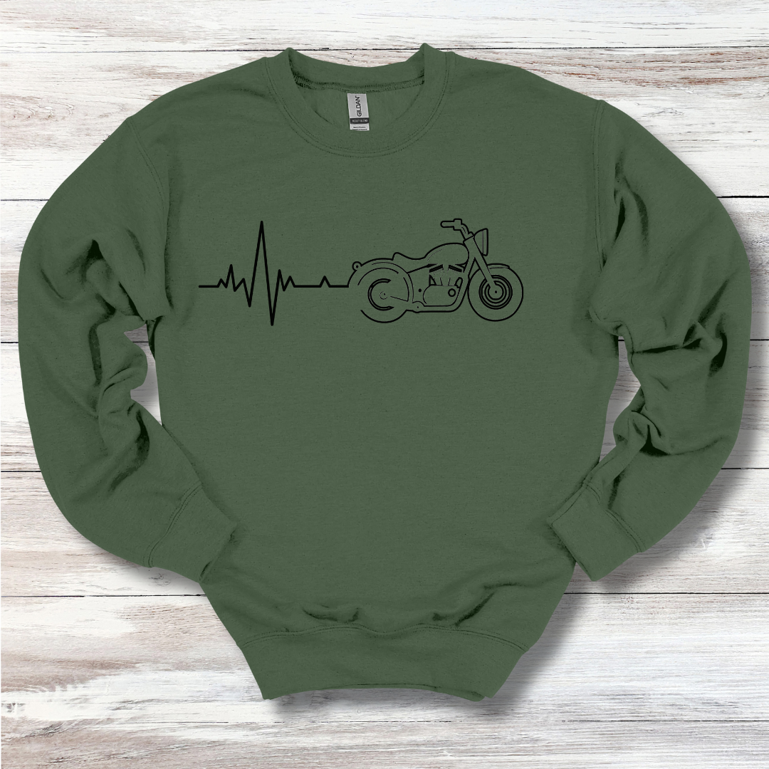 Biker Heartbeat Sweatshirt | Motorcycle Gift