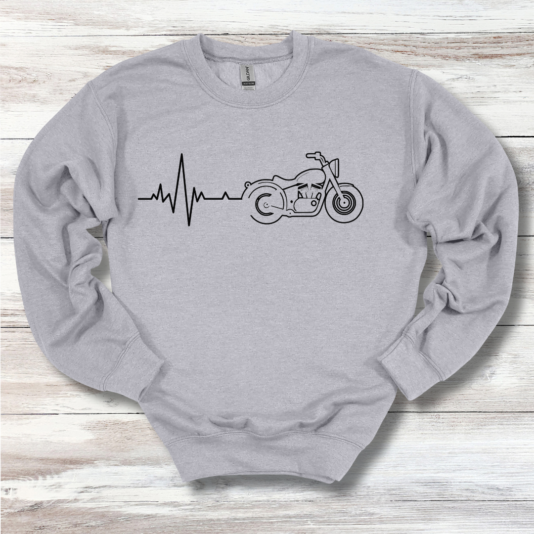 Biker Heartbeat Sweatshirt | Motorcycle Gift