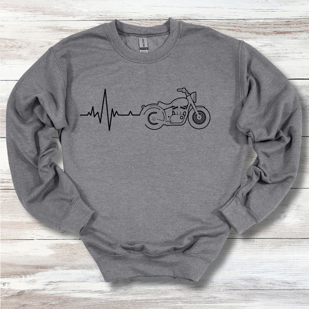 Biker Heartbeat Sweatshirt | Motorcycle Gift