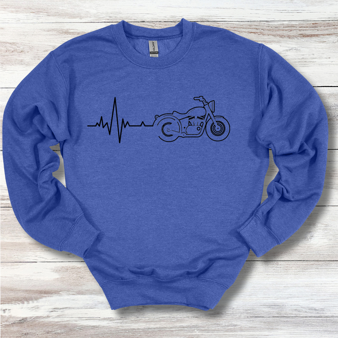 Biker Heartbeat Sweatshirt | Motorcycle Gift