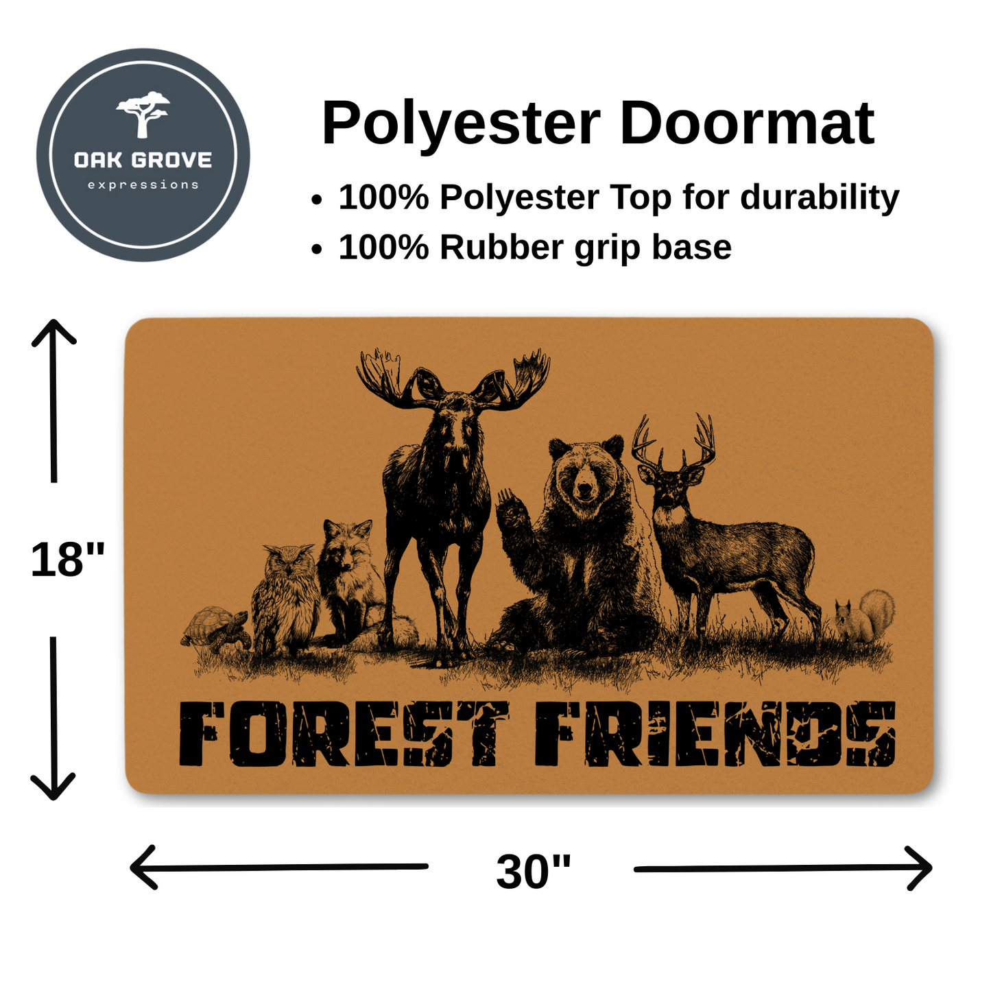 Forest Friends Polyester Doormat | Rustic Home Decor