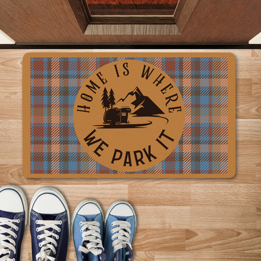 Home Is Where We Park It Polyester Doormat | Camping Decor
