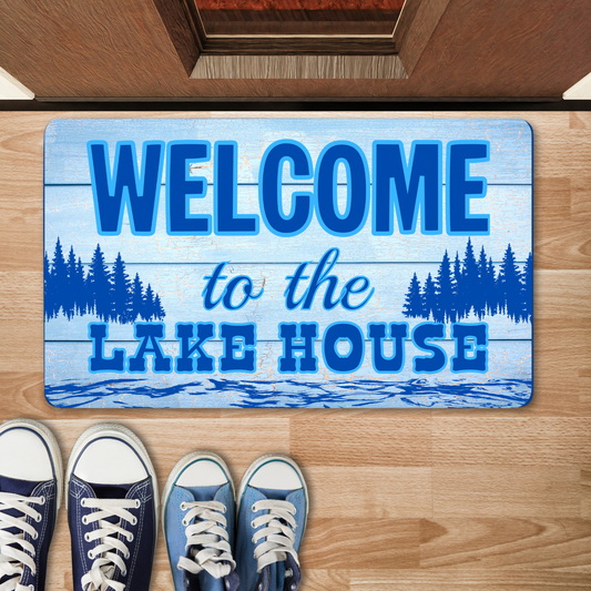 Welcome to the Lake House Polyester Doormat | Rustic Cabin Decor