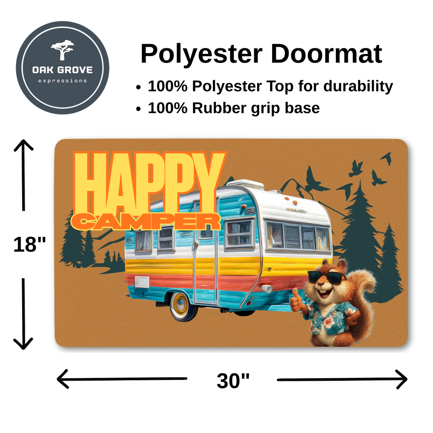 Happy Camper Polyester Doormat | Best Camping Gifts