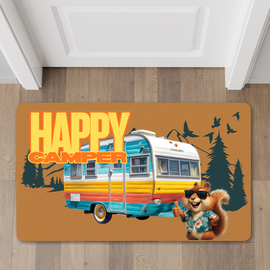 Happy Camper Polyester Doormat | Best Camping Gifts