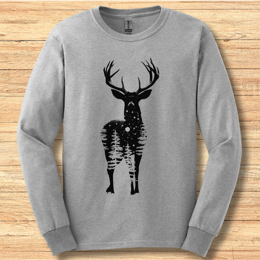 Starry Night Deer Long Sleeve Tee | Hunting Shirts