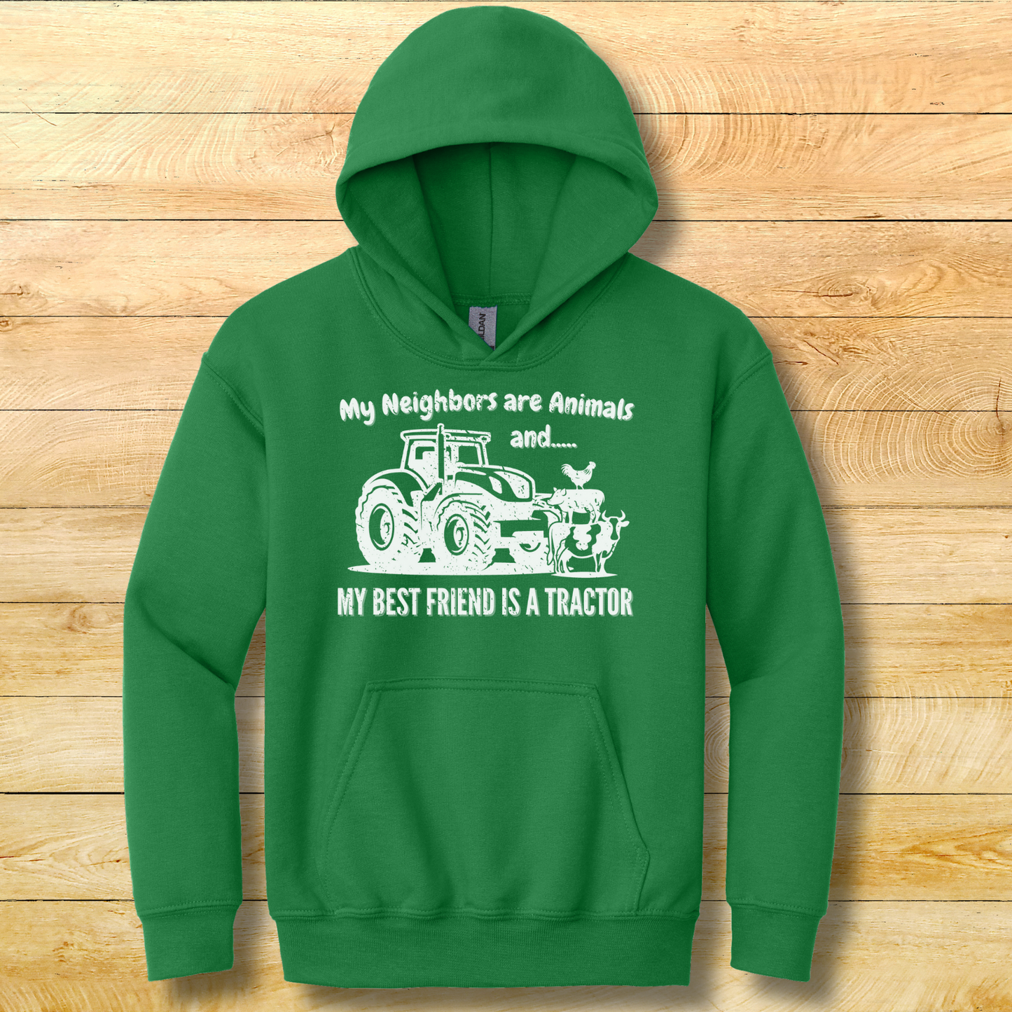 My Neighbors Are Animals Youth Hoodie | Farmer Kid Shirt
