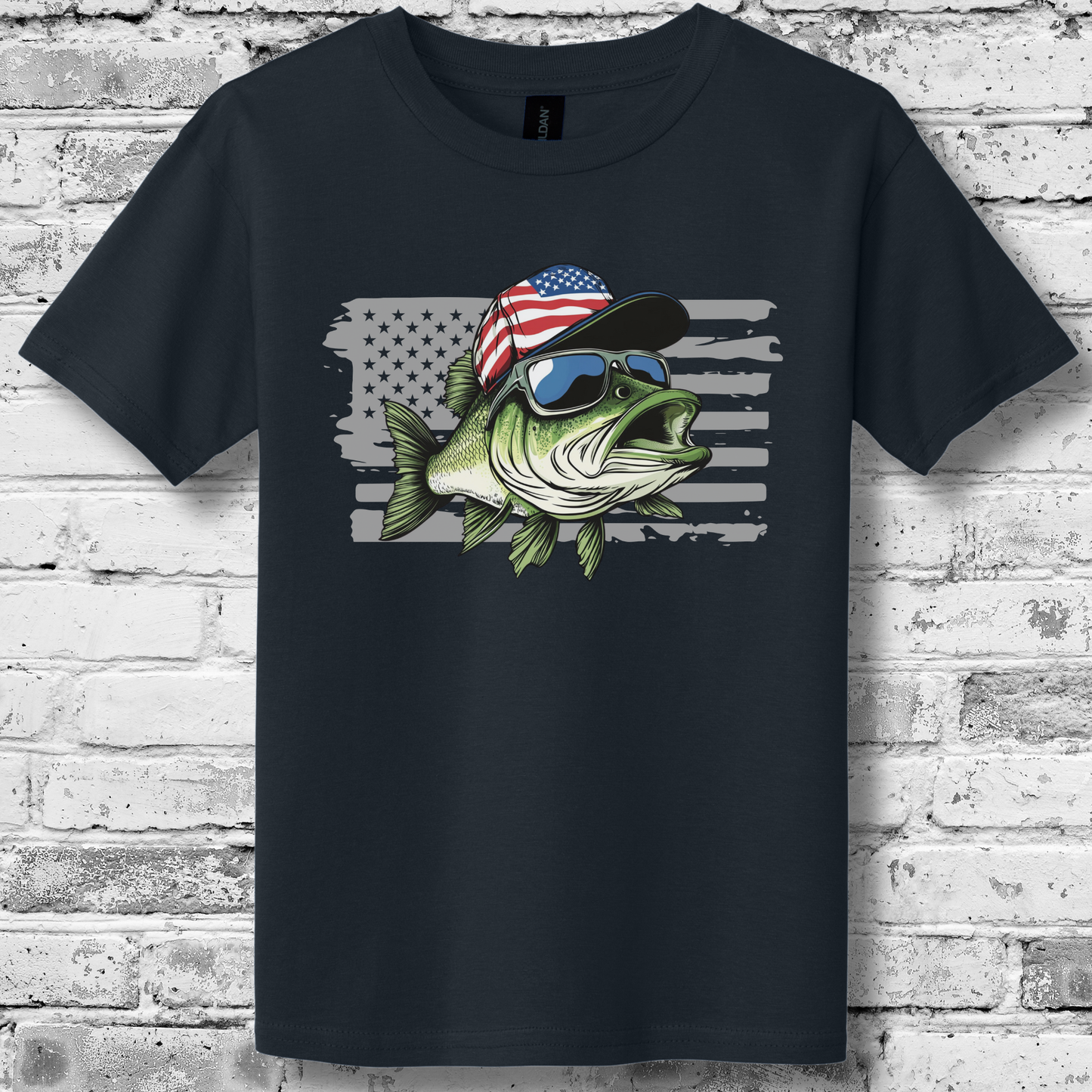 Patriotic Bass Youth T-Shirt | Funny Fishing Shirts
