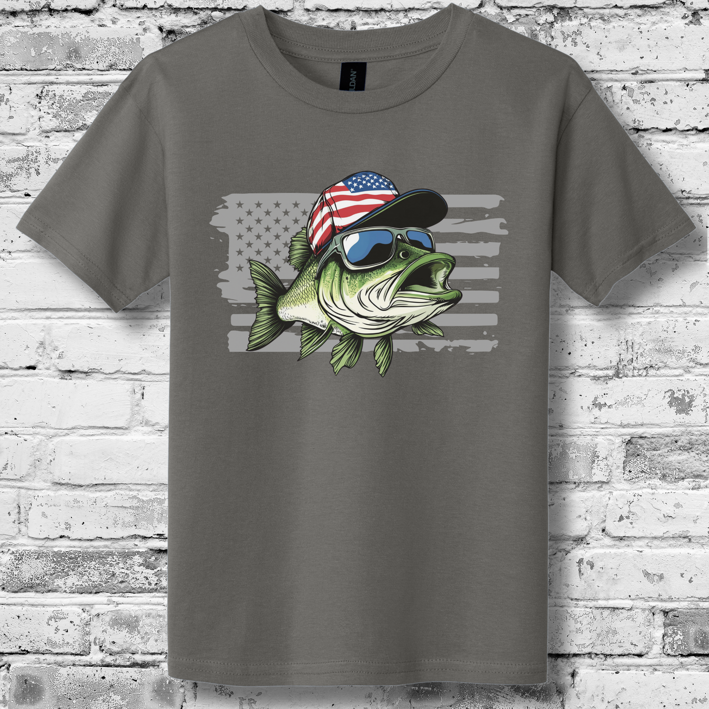 Patriotic Bass Youth T-Shirt | Funny Fishing Shirts