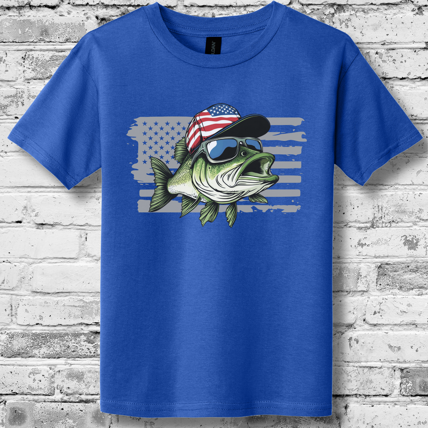 Patriotic Bass Youth T-Shirt | Funny Fishing Shirts