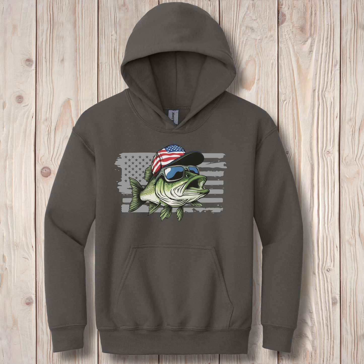 Patriotic Bass Youth Hoodie | Funny Fishing Shirts