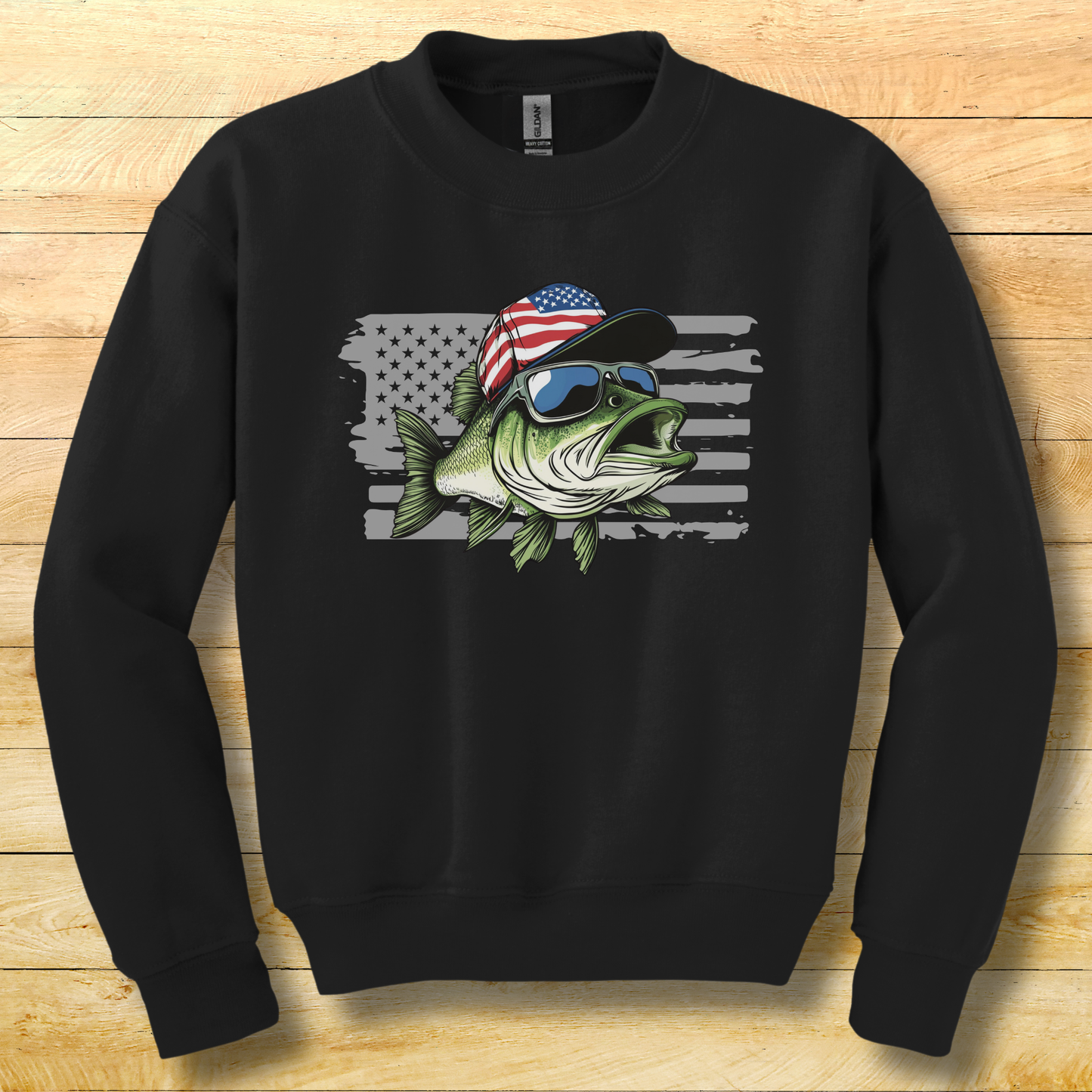 Patriotic Bass Youth Sweatshirt | Funny Fishing Shirts