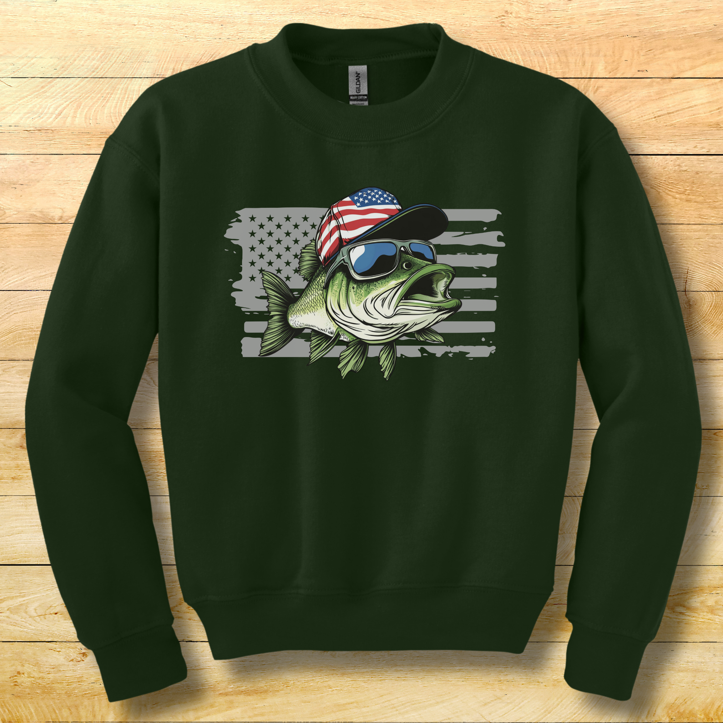 Patriotic Bass Youth Sweatshirt | Funny Fishing Shirts