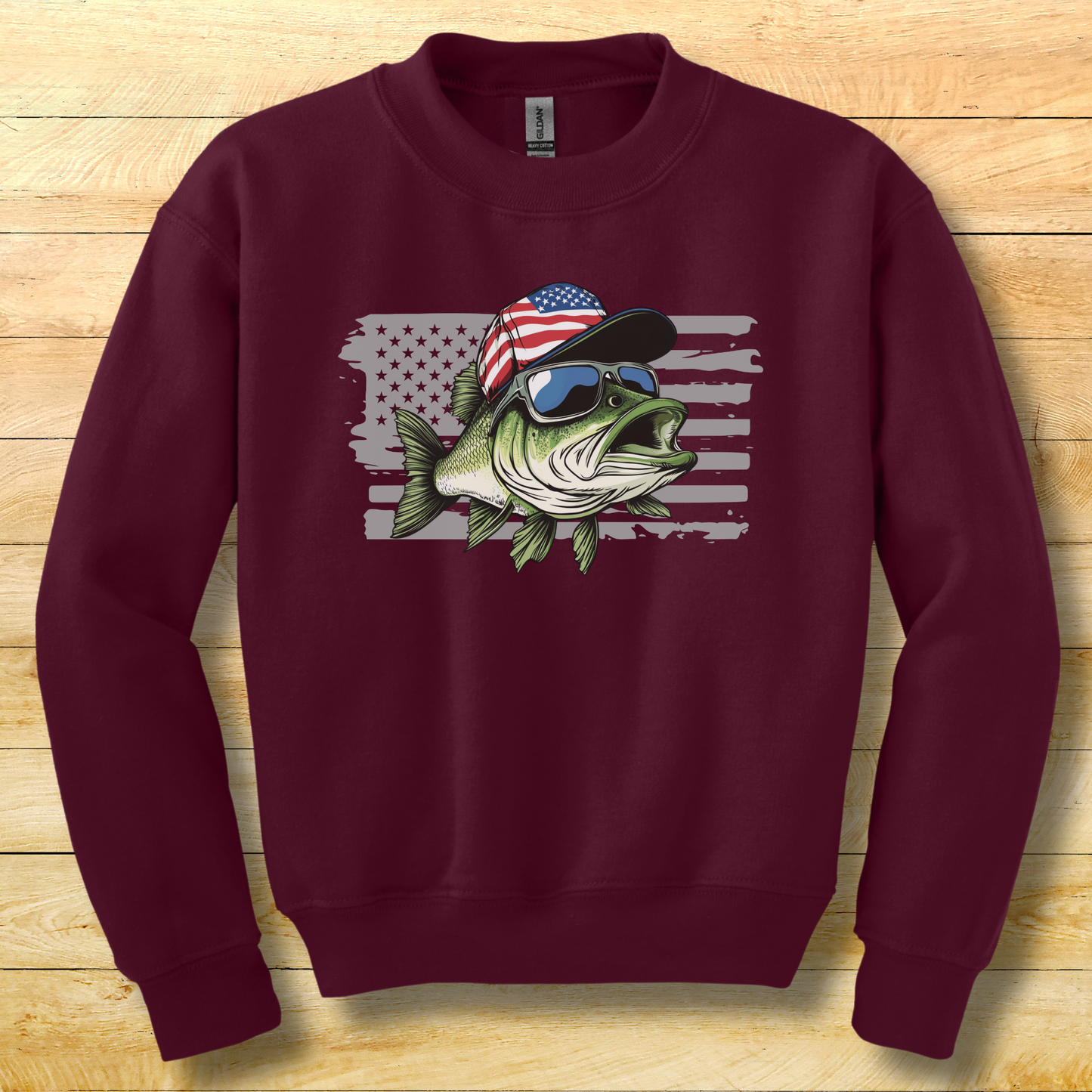 Patriotic Bass Youth Sweatshirt | Funny Fishing Shirts