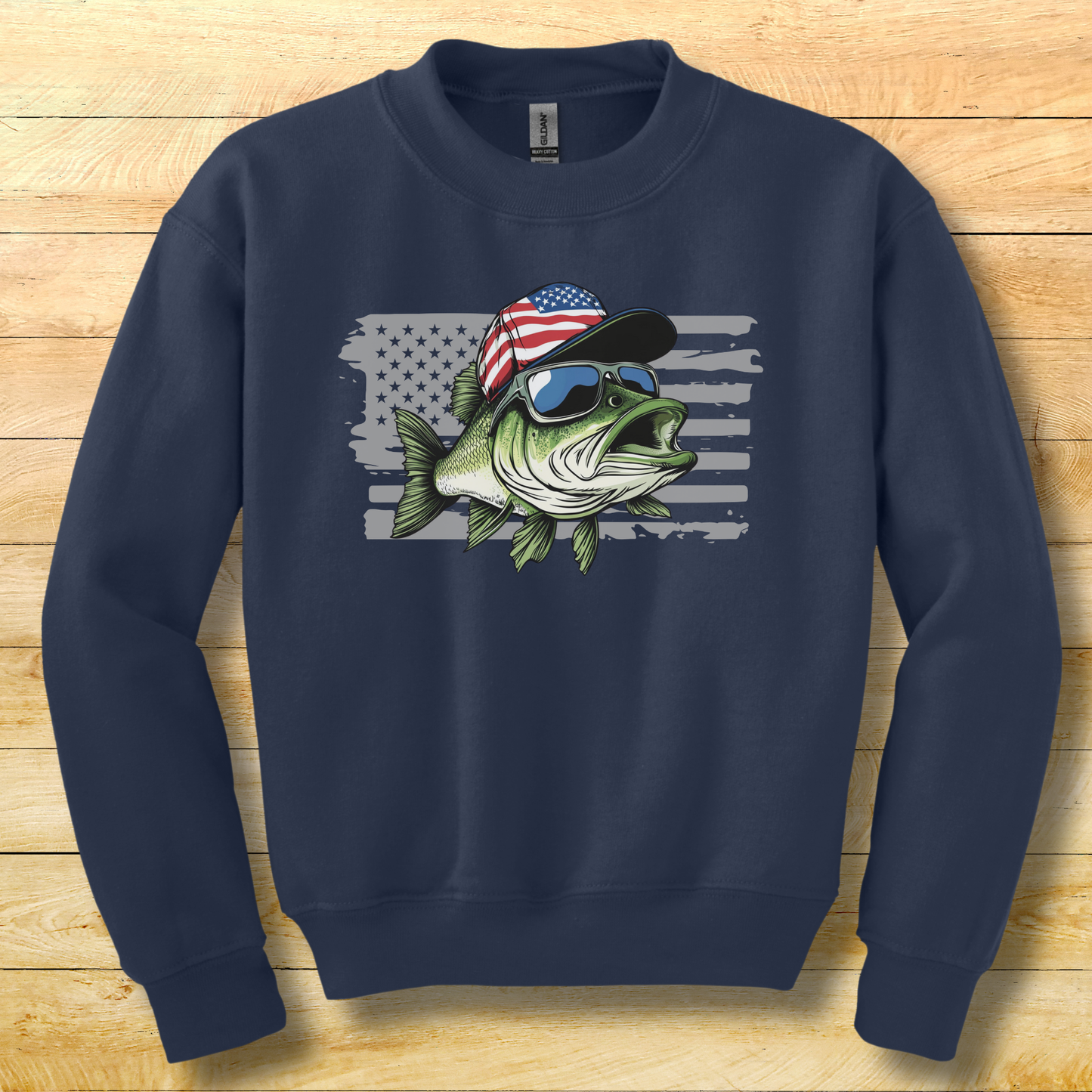 Patriotic Bass Youth Sweatshirt | Funny Fishing Shirts