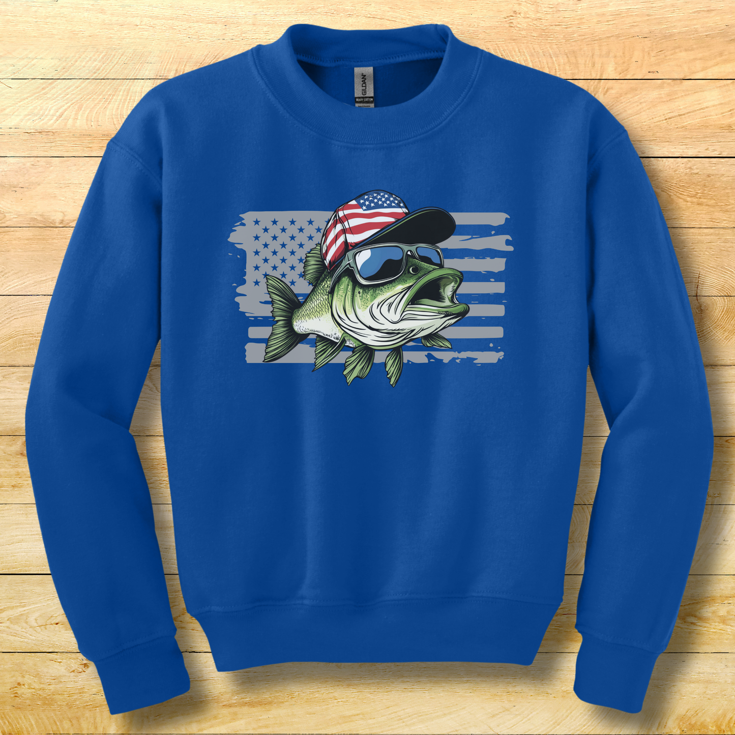 Patriotic Bass Youth Sweatshirt | Funny Fishing Shirts