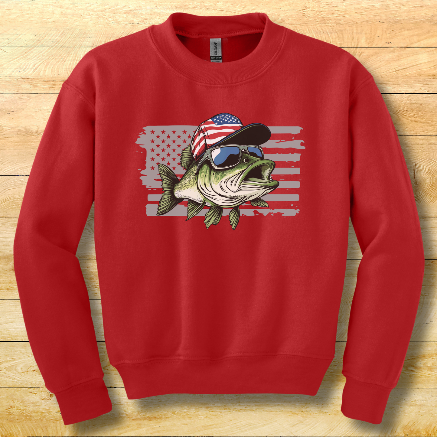 Patriotic Bass Youth Sweatshirt | Funny Fishing Shirts