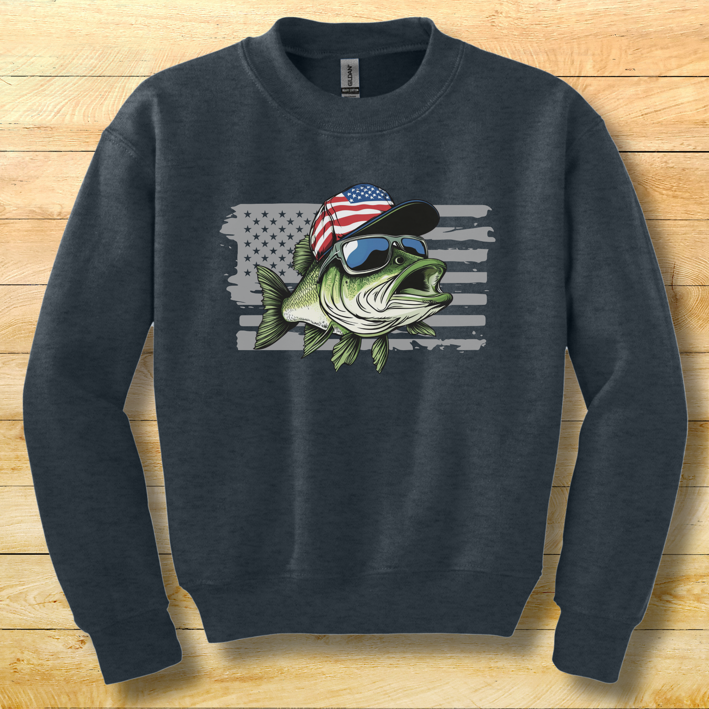 Patriotic Bass Youth Sweatshirt | Funny Fishing Shirts