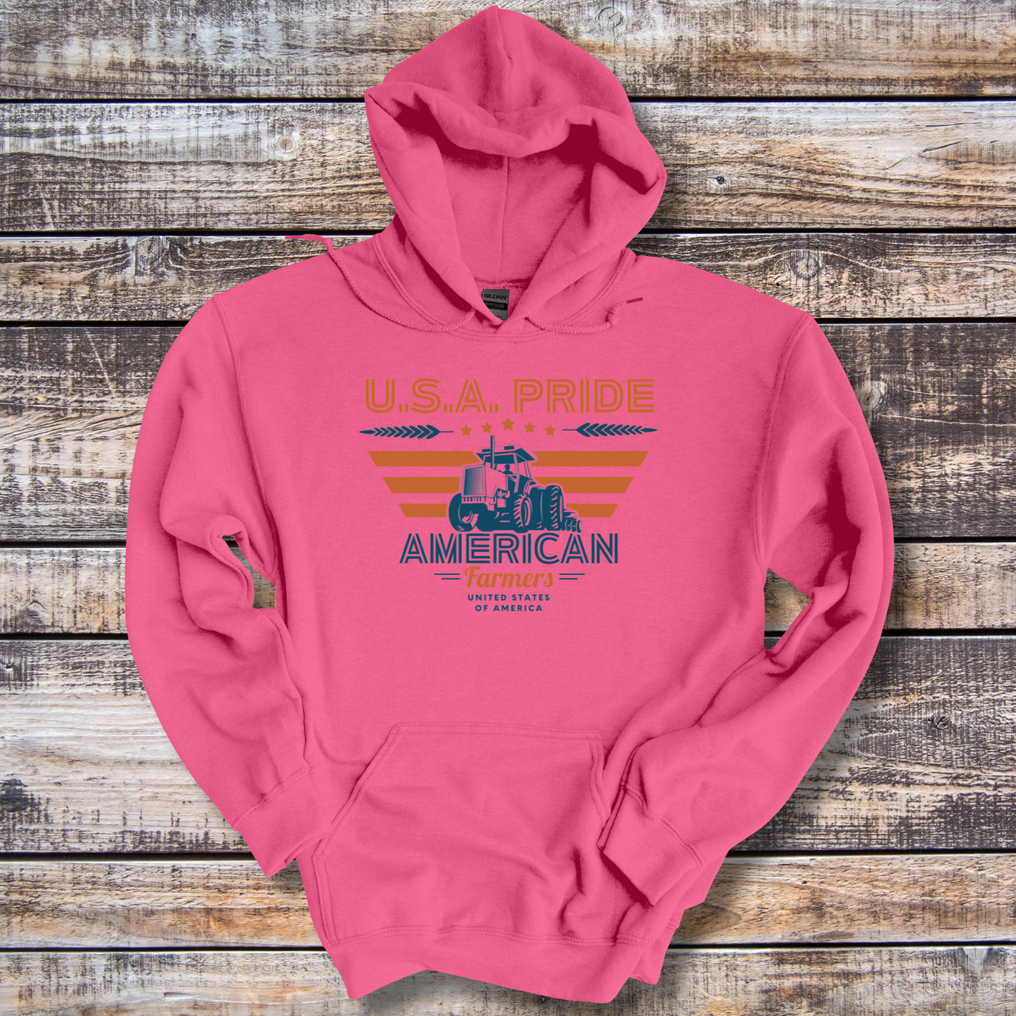 USA Pride American Farmers Long-Sleeve Hoodie | Farmer Gift