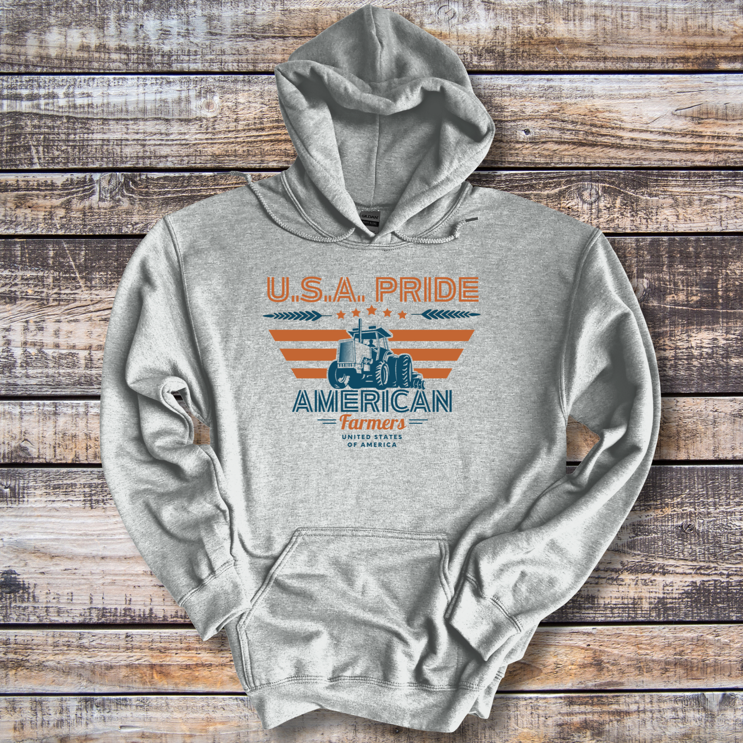 USA Pride American Farmers Long-Sleeve Hoodie | Farmer Gift