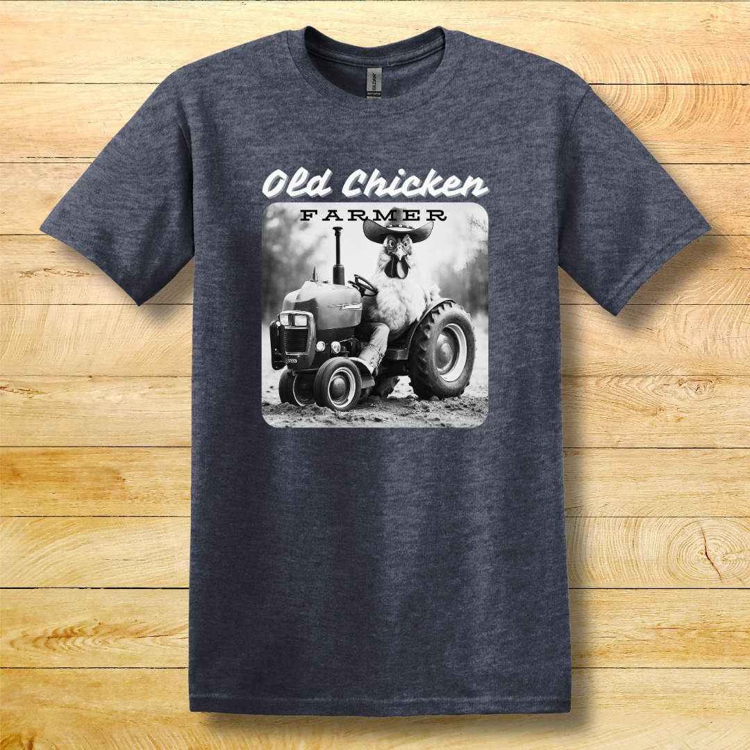 This is image of  Old Chicken Farmer T-Shirt version 3
