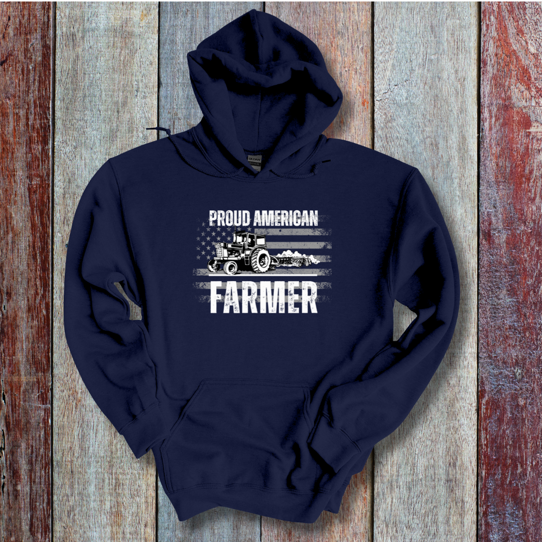 This is image of  Proud American Farmer Long-Sleeve Hoodie version 1