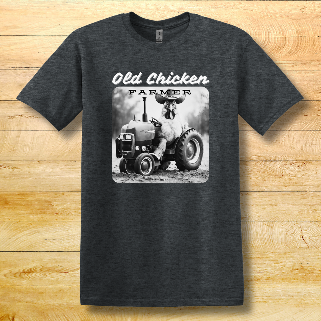 This is image of  Old Chicken Farmer T-Shirt version 2