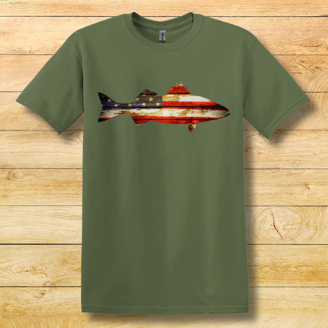 This is image of  Distressed Bass Flag T-Shirt version 2
