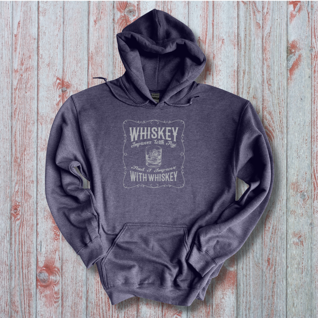 This is image of  Whiskey Improves with Age Long-Sleeve Hoodie version 3