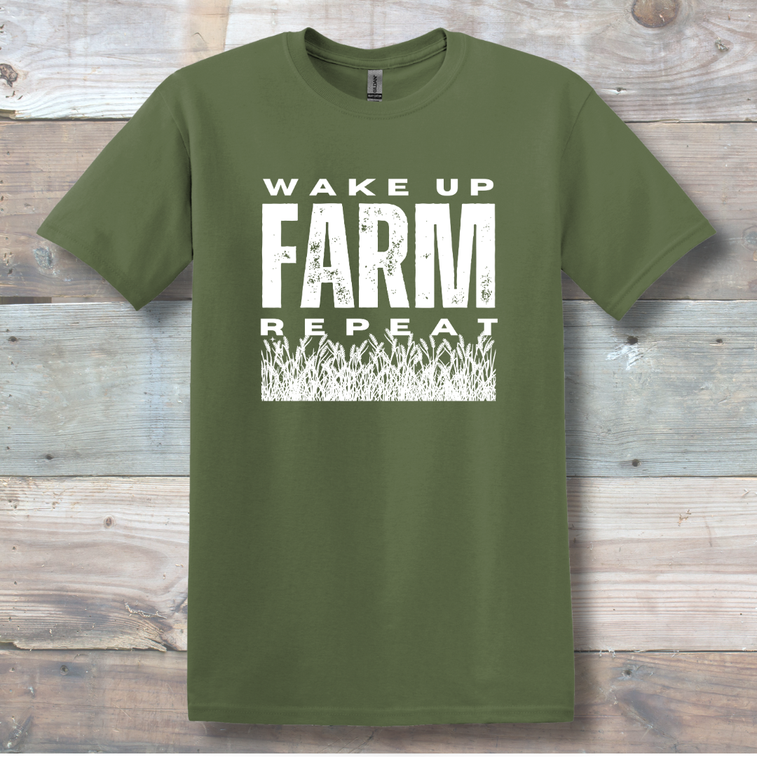 This is image of  Wake Up Farm Repeat T-Shirt version 1