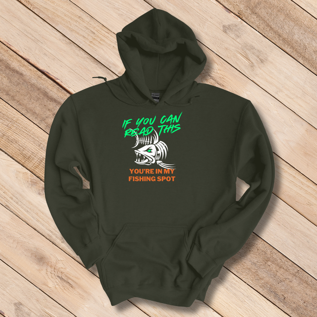 This is image of  If You Can Read This You're in My Fishing Spot Long-Sleeve Hoodie version 3