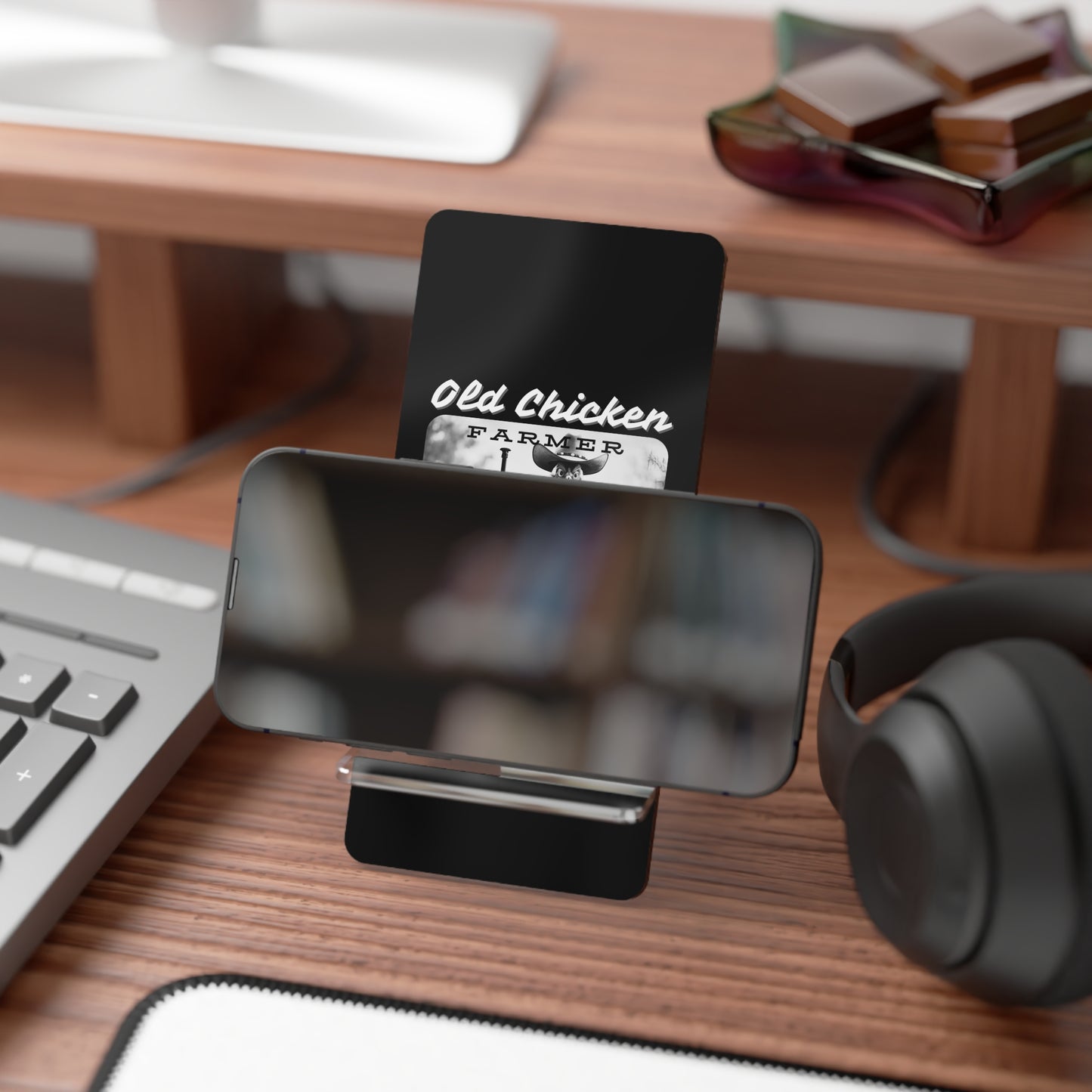 Old Chicken Farmer, Cell Phone Stand for Desk or Nightstand