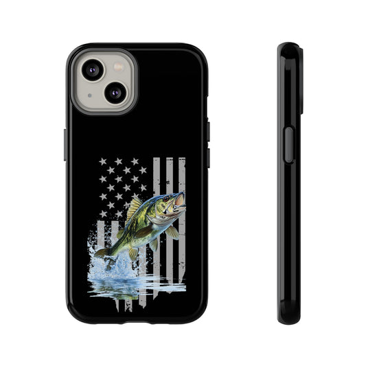 Cell Phone Case | Largemouth Bass with Distressed Flag | For iPhone, Samsung Galaxy, and Google Pixel