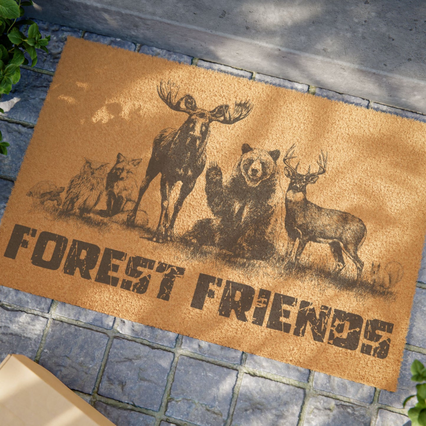 Forest Friends Coir Doormat | Rustic Outdoor Welcome Mat