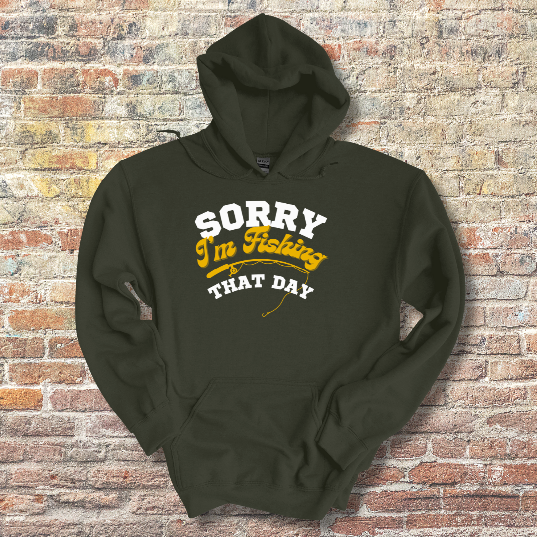 This is image of  Sorry I'm Fishing That Day Long-Sleeve Hoodie version 1