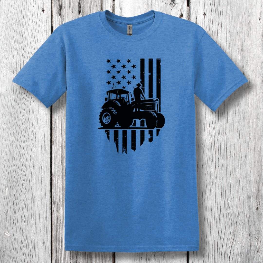 USA Tractor, Distressed Flag T-Shirt | Farmer Gift