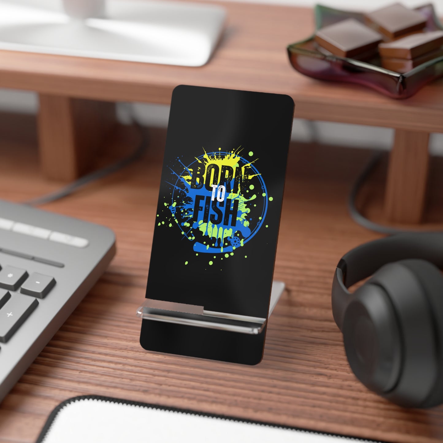 Born To Fish, Cell Phone Stand for Desk or Nightstand