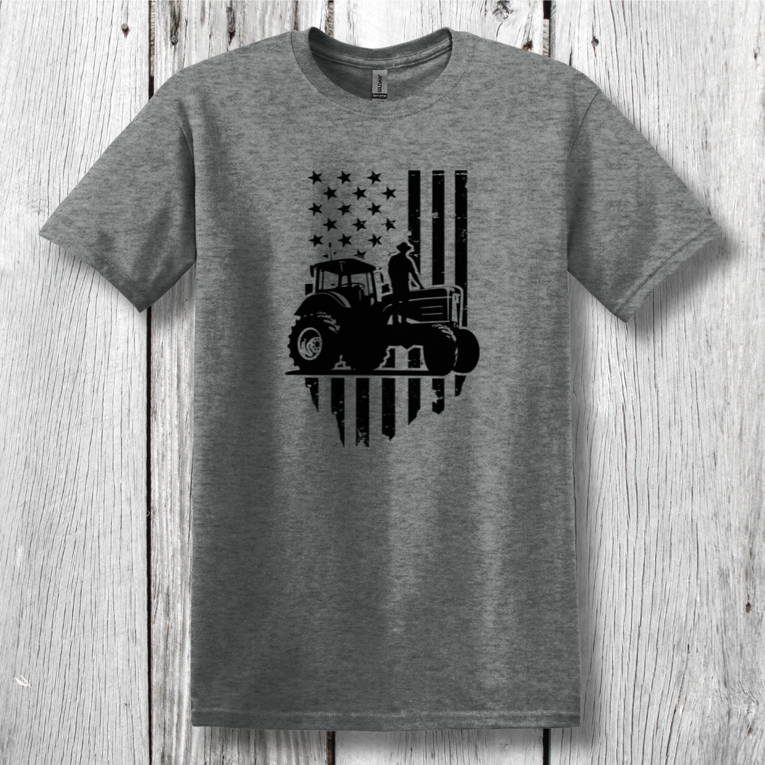 USA Tractor, Distressed Flag T-Shirt | Farmer Gift