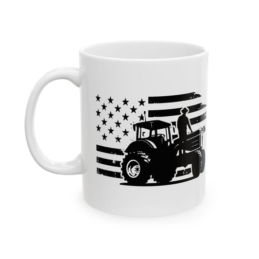 Coffee Mug - USA Tractor, Distressed Flag