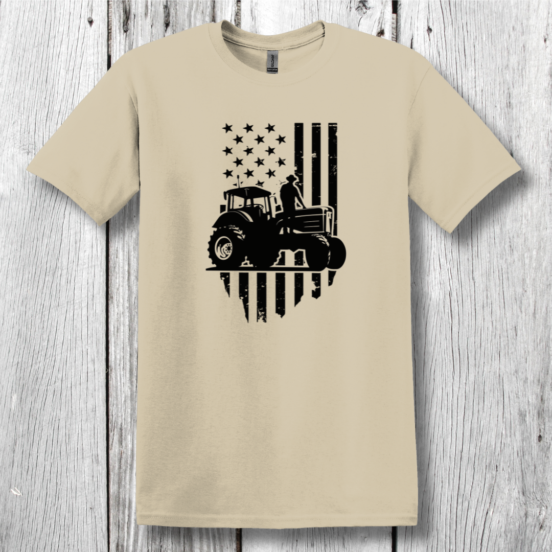 USA Tractor, Distressed Flag T-Shirt | Farmer Gift