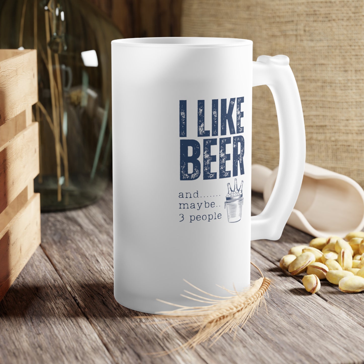 Frosted Glass Beer Mug - I Like Beer