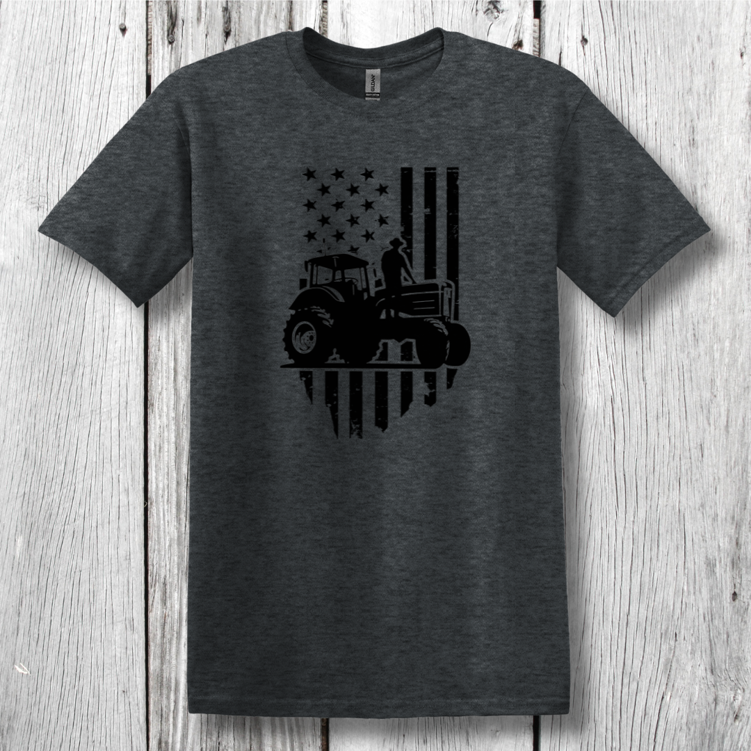 USA Tractor, Distressed Flag T-Shirt | Farmer Gift
