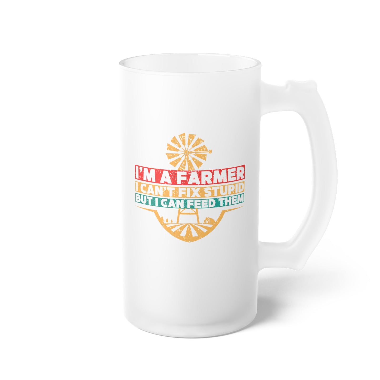 Frosted Glass Beer Mug - I'm A Farmer
