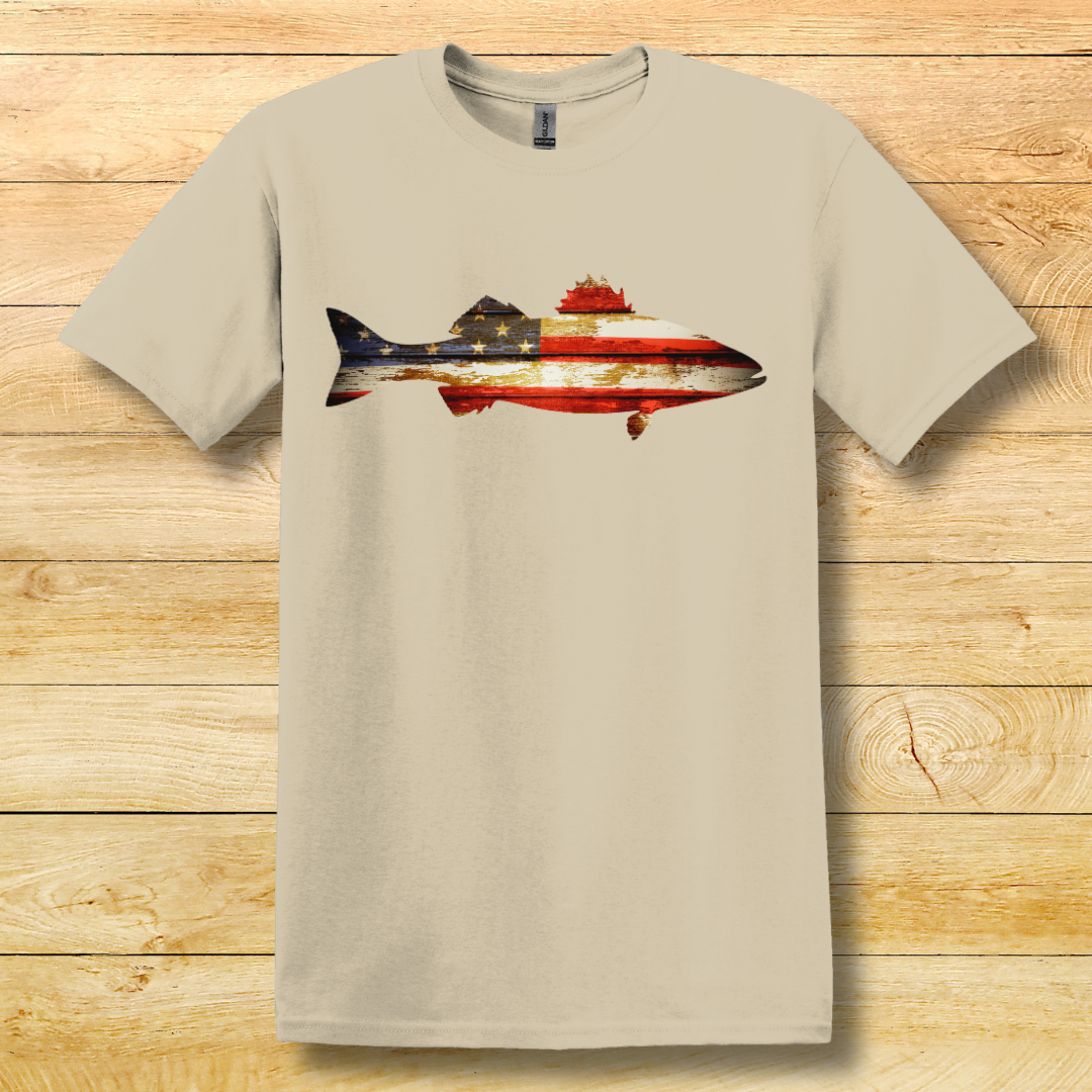 This is image of  Distressed Bass Flag T-Shirt version 6
