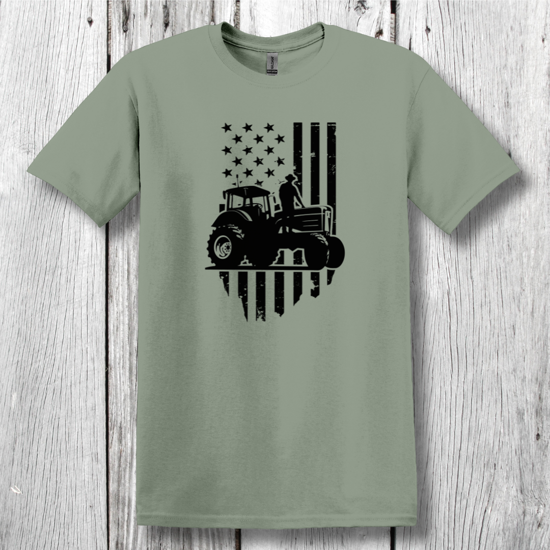 USA Tractor, Distressed Flag T-Shirt | Farmer Gift