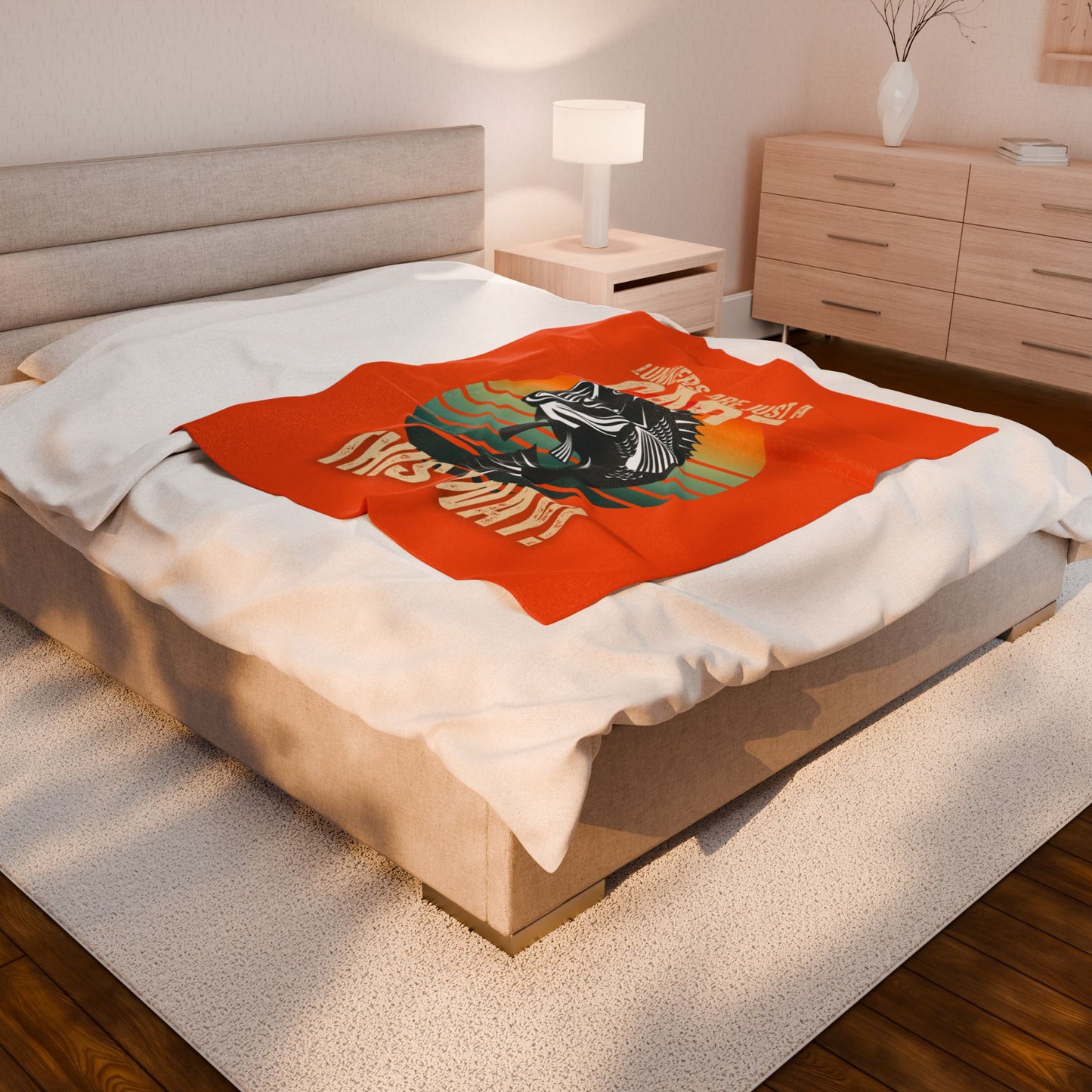 Velveteen Plush Blanket - Lunkers are Just One Cast This Way