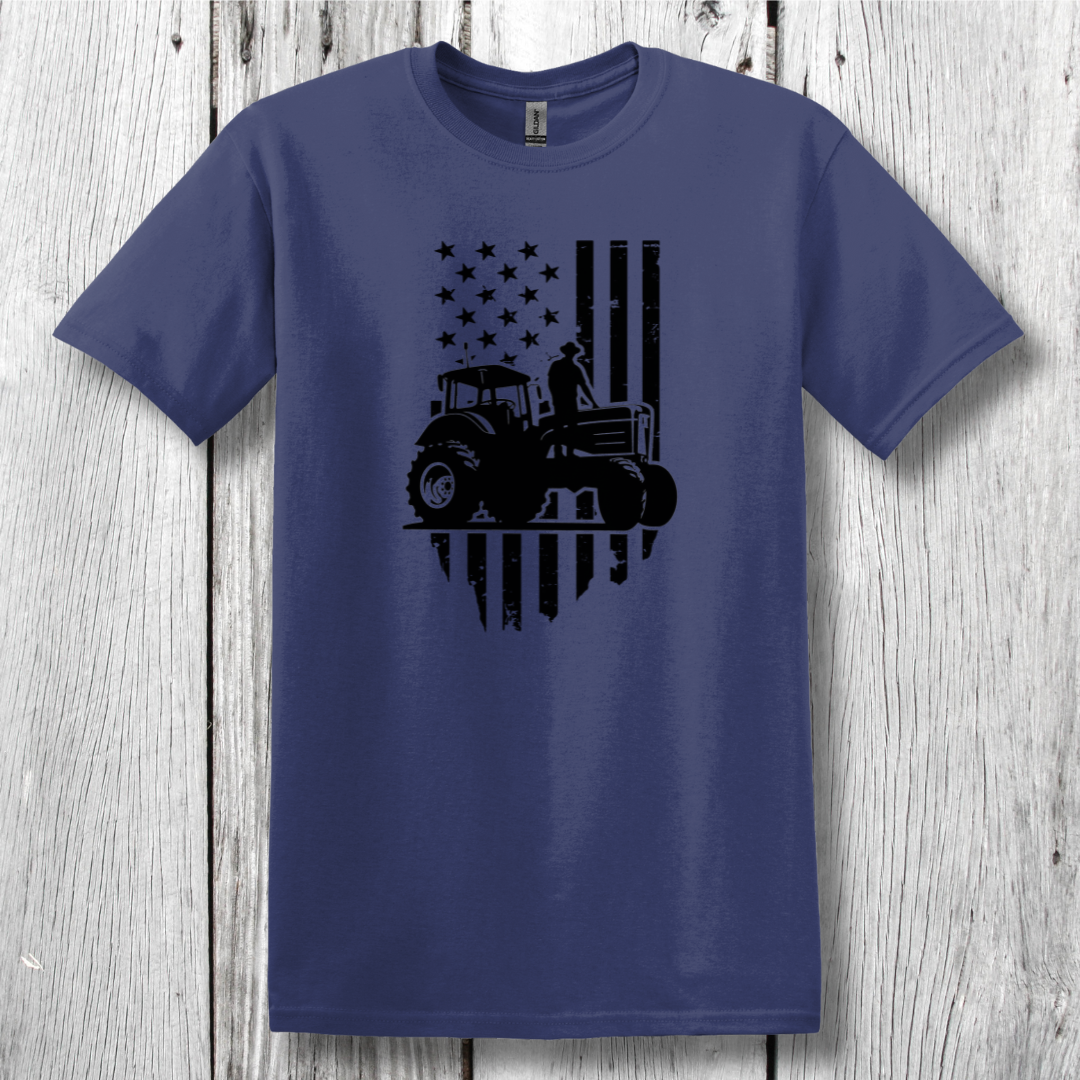 USA Tractor, Distressed Flag T-Shirt | Farmer Gift