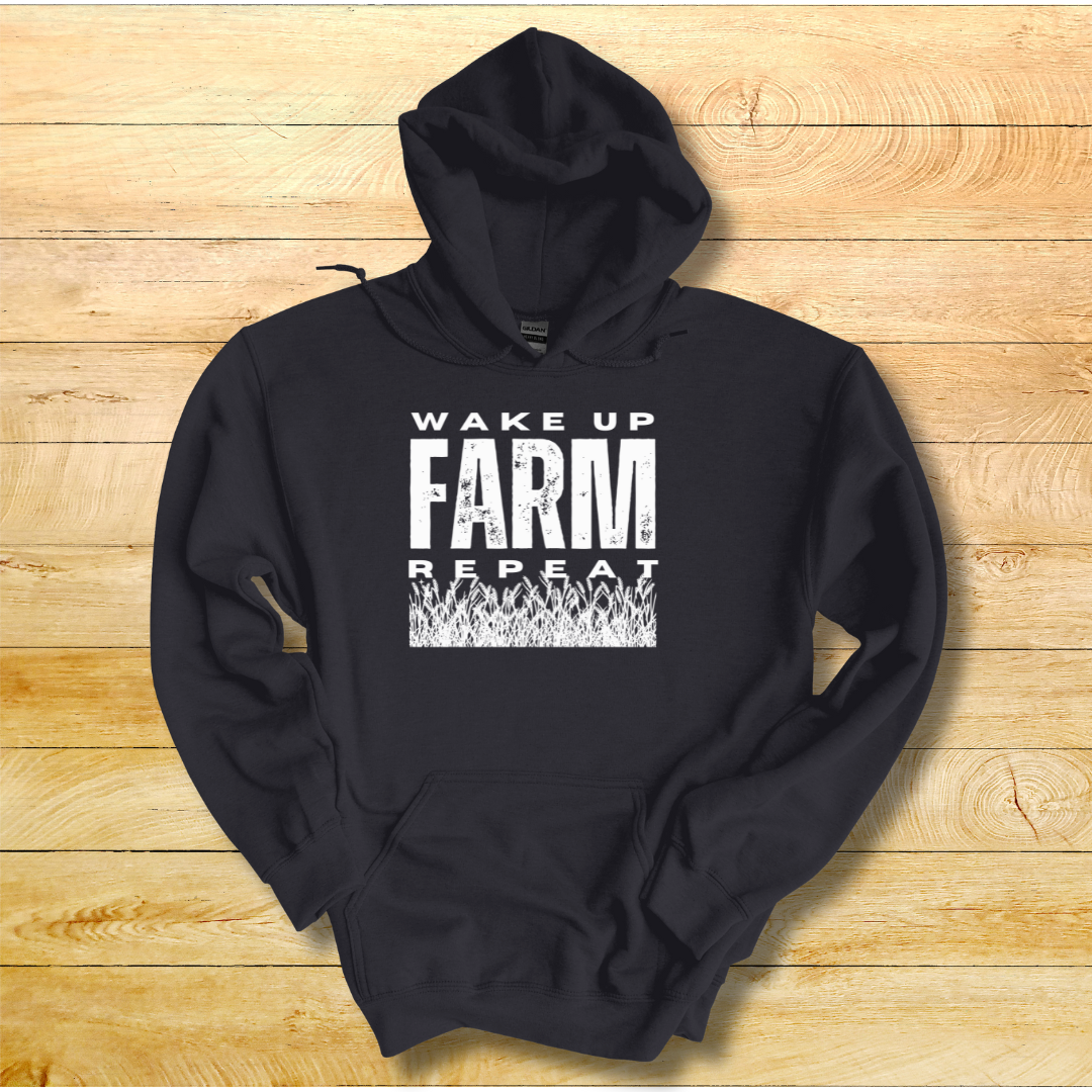This is image of  Wake Up Farm Repeat Long-Sleeve Hoodie version 10