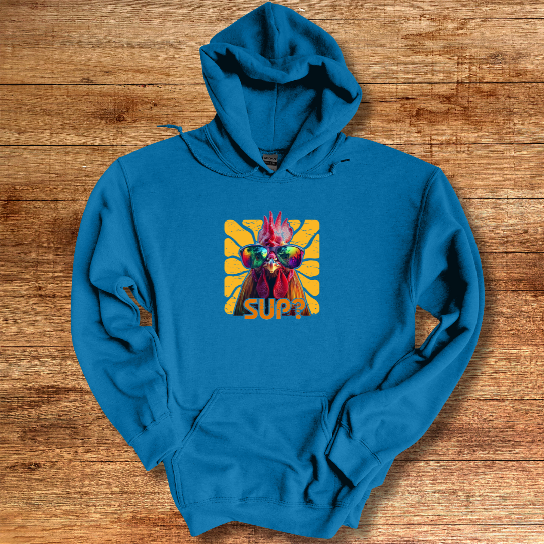 Rooster Sup? Long-Sleeve Hoodie | Farmer Gift